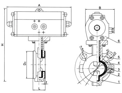 D671(半襯)、D671Fs(全襯)氣動(dòng)對(duì)夾襯氟塑料蝶閥