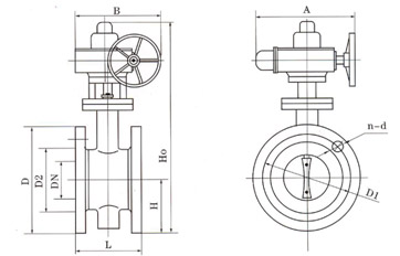 D941X電動(dòng)法蘭式軟密封蝶閥結(jié)構(gòu)圖