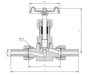 J21外螺紋針型閥結(jié)構(gòu)示意圖